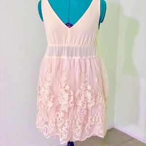 Blush pink and cream empire embroidered dress